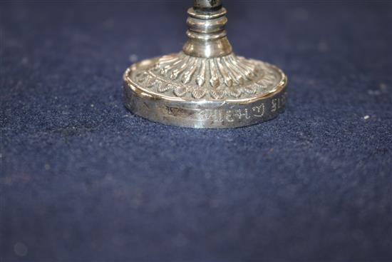 A Chinese cream jug and a small group of mixed metal items.
